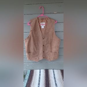 CRIPPLE CREEK - Mens Brown Polyester Leather Snap Western Vest - Size M